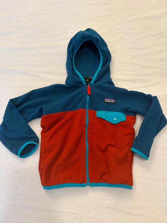 Patagonia Other - Patagonia Kids Teal & Red Hooded Fleece Jacket
